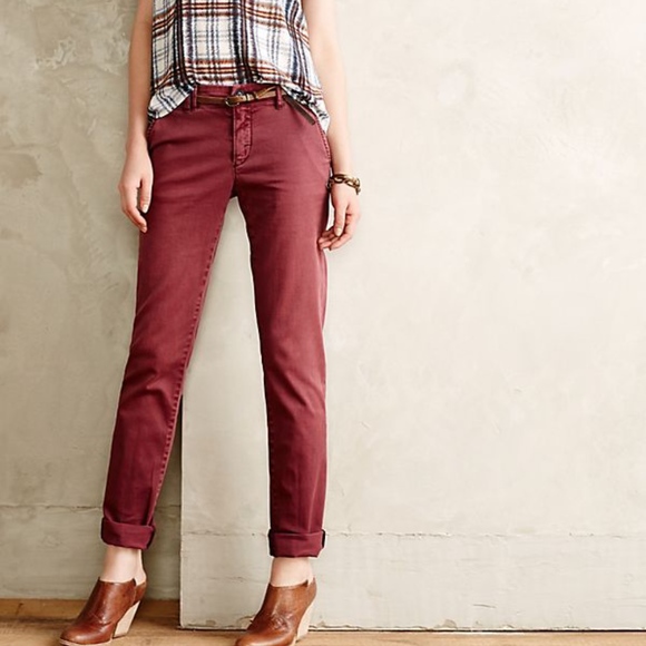 wine red chinos